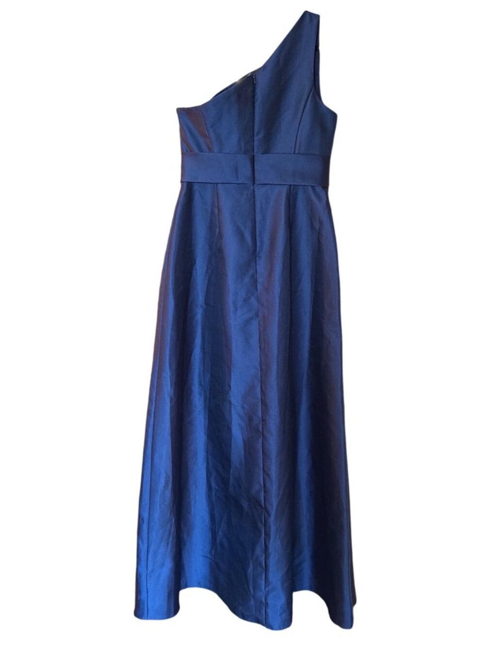 Alfred Sung One Shoulder A Line Satin Gown Navy Size 8 New With Tags - Picture 10 of 10